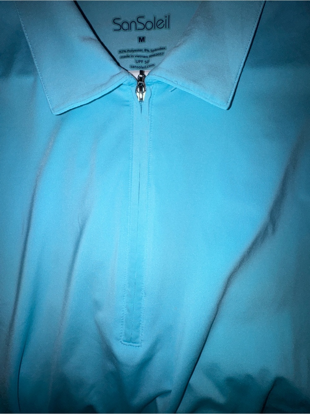 SanSoleil SolCool Blue Quarter Zip Golf Pullover Shirt. UPF 50. Size Medium. - Picture 4 of 7